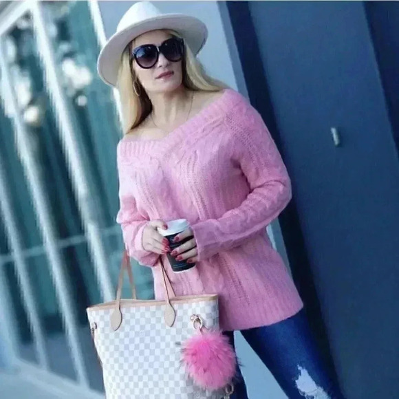 COZY DOLLZ Pink Cable Knit Sweater - Picture 6 of 7